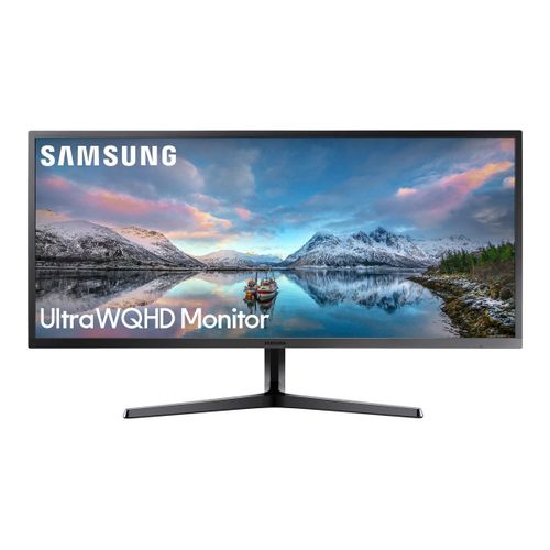 Samsung S34J550WQU - SJ55W Series - écran LED - 34.1" (34" visualisable) - 3440 x 1440 UWQHD @ 60 Hz - VA - 300 cd/m² - 3000:1 - 4 ms - 2xHDMI, DisplayPort - gris foncé/bleu