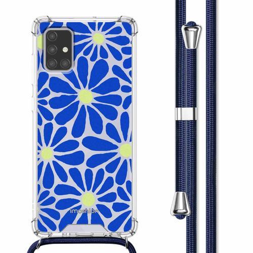 Imoshion Coque Design Avec Cordon Samsung Galaxy A71 Cobalt Blue Flowers Connect