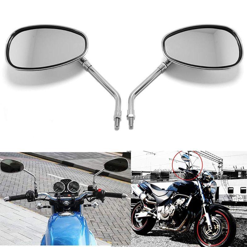 1 paire de rétroviseurs moto aluminium verre transparent miroir 10mm Chrome retroviseur  moto guidon pour Honda pour Kawasaki - Type 2PCS