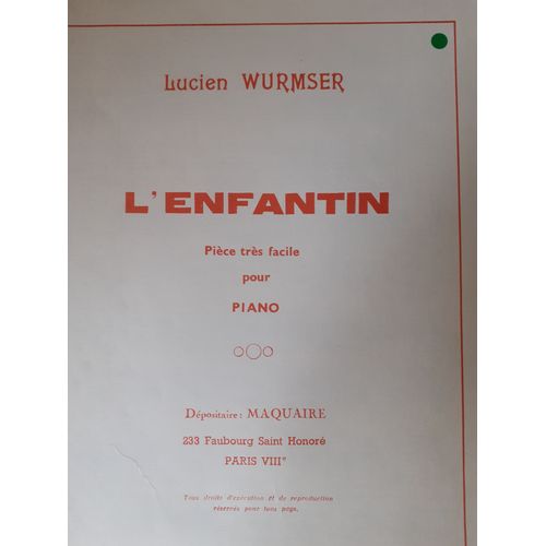 L'enfantin - Pièce Très Facile Pour Piano (Grosses Notes)