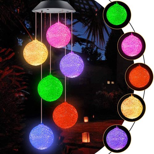 Solaire Carillon Éolien LED Lampe Carillon à Vent Solaire Carillon Lumière Changeant Couleurs pour Jardin Patio Porch Décoration