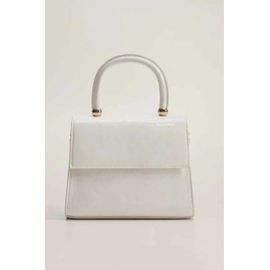 SAC A MAIN A BANDOULIERE BLANC LAQUE PETIT MANGO MINI BAGAGE TREZ GIRLY POUR JEUNE FEMME FERMETURE AIMANTE COURROIE AMOVIBLE MOUSQUETONS DORE DOUBLE en CUIR PU