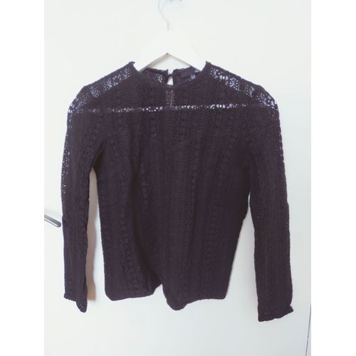 Haut / Top / T-Shirt Etam En Dentelle Noire Doublé Devant 36