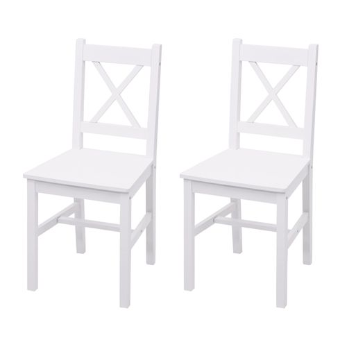 2x Chaise De Salle À Manger Hwc-F77, Style Rustique-Cottage, En Bois Massif   Blanc