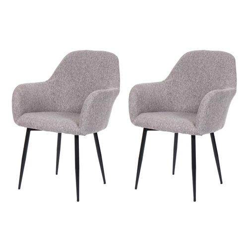 2x Chaise De Salle À Manger Hwc-F18, Fauteuil De Cuisine, Design Rétro   Tissu Gris, Pieds Noirs