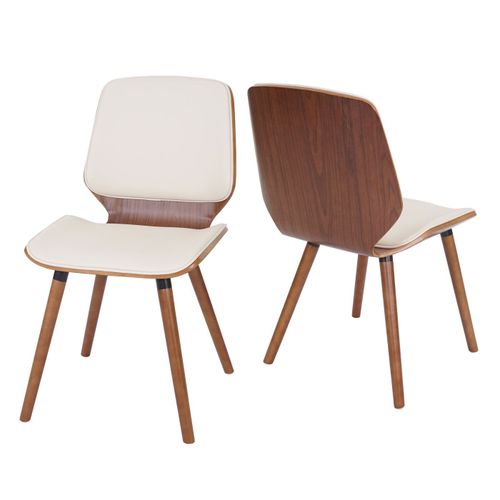 2x Chaise De Salle À Manger Hwc-B16, Bois Courbé, Rétro, Aspect Noyer Similicuir Crème