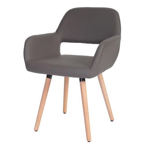Chaise De Salle À Manger Hwc-A50 Ii, Fauteuil, Design Rétro Des Années 50   Similicuir, Gris
