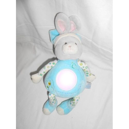 Doudou Gipsy Veilleuse Lumineuse Lumiere Lapin Bonnet Bleu Pomme Fruit Jaune Vert Tissu Interieur Oreille Rose