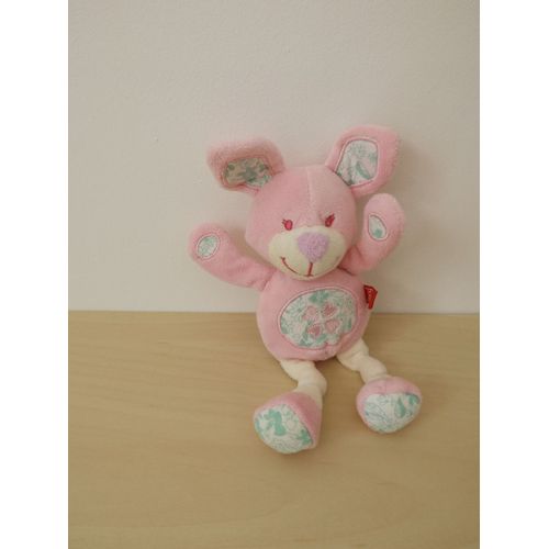 Doudou Petite Souris Rose Blanche Fleur Tex