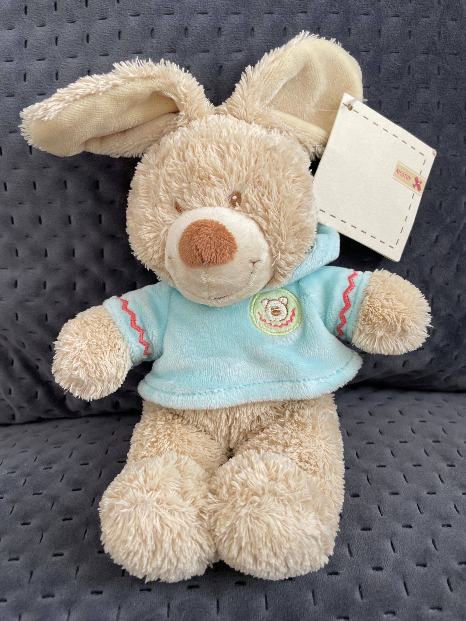 Doudou Lapin Peluche Nicotoy 21cm Kiabi Sweat Bleu