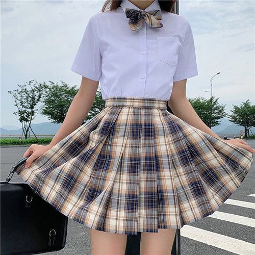 Expédié De Paris - Femme Fille Jupe Courte Ecossaise Carreaux Mignon Kawaii Noir Bleu Marron Plissée Zip Coton Résistant Epaisse De Bonne Qualité Japonais Harajuku Jk Uniforme Ecolière