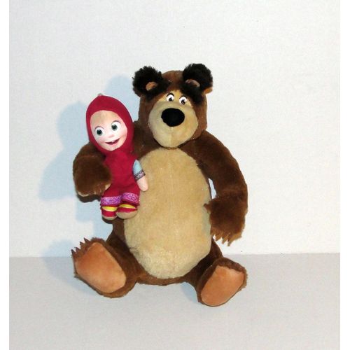 Masha Et Michka L'ours Et La Petite Fille Du Dessin Animé Doudou Peluche 20cm Et 11cm