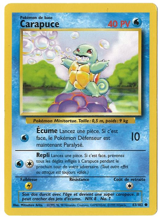 carte Pokémon 63/95 Carapuce 60 PV HS Déchainement NEUF FR