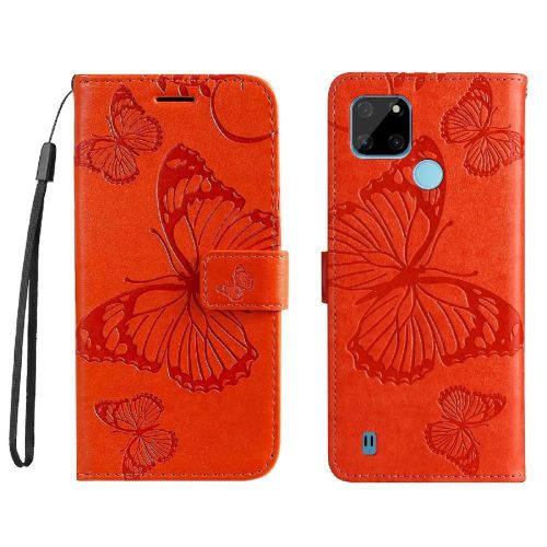 Flip Étui Pour Realme C21y Couverture Magnétique Cuir Pu Flip Kickband Couverture Antichoc Avec Support De Fente Pour Carte - Orange