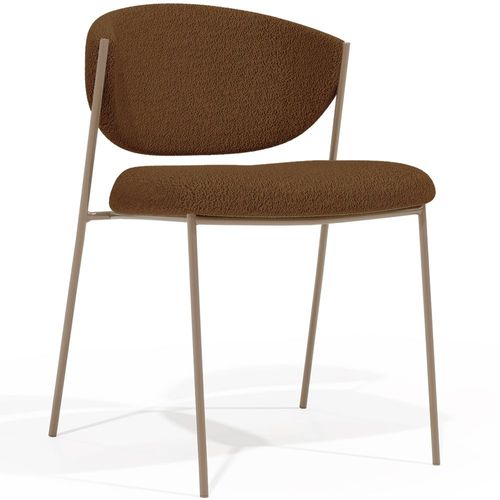 Chaise De Salle À Manger En Bouclette Fausse Fourrure Tapissée - Boucles Blanches- Vara Chocolat