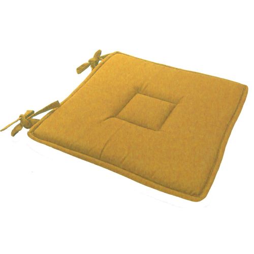 Galette De Chaise Uni Effet Bachette - 40 X 40 Cm - Moutarde