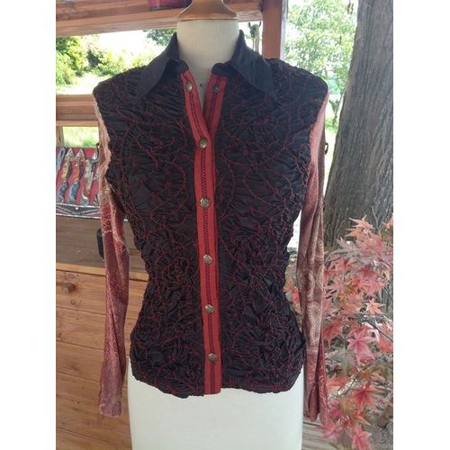 Gilet Batiste Taille 36 Rouille, Marron Et Prune