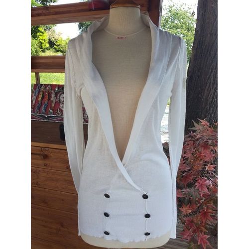 Gilet Long Le Temps Des Cerises Blanc Taille S