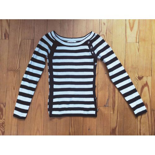 Pull Fin Morgan À Rayures Noires & Blanches Xs