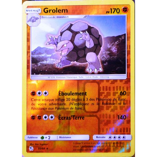 Carte Pokémon 35/68 Grolem - Reverse Sl11.5 - Soleil Et Lune - Destinées Occultes Neuf Fr