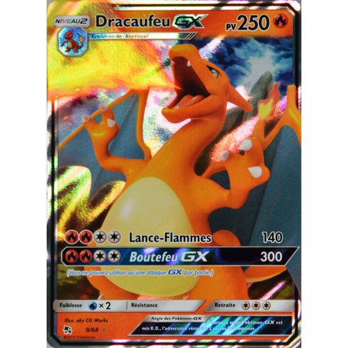 Carte Pokémon 9/68 Dracaufeu Gx 250 Pv Sl11.5 - Soleil Et Lune - Destinées Occultes Neuf Fr