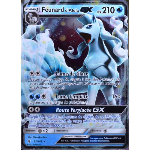 Carte Pokémon 22/145 Feunard D'alola Gx 210 Pv Sl2 - Soleil Et Lune - Gardiens Ascendants Neuf Fr