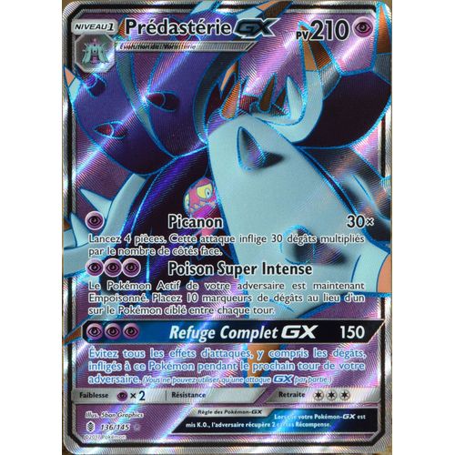 Carte Pokémon 136/145 Prédastérie Gx 210 Pv - Full Art Sl2 - Soleil Et Lune - Gardiens Ascendants Neuf Fr
