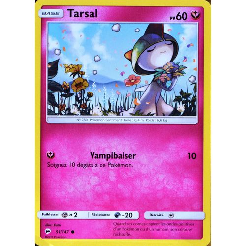 Carte Pokémon 91/147 Tarsal 60 Pv - Reverse Sl3 - Soleil Et Lune - Ombres Ardentes Neuf Fr