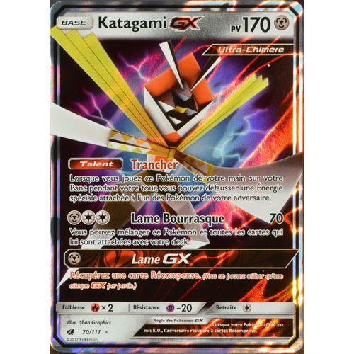 Carte Pokémon 70/111 Katagami Gx 170 Pv Sl4 - Soleil Et Lune - Invasion Carmin Neuf Fr