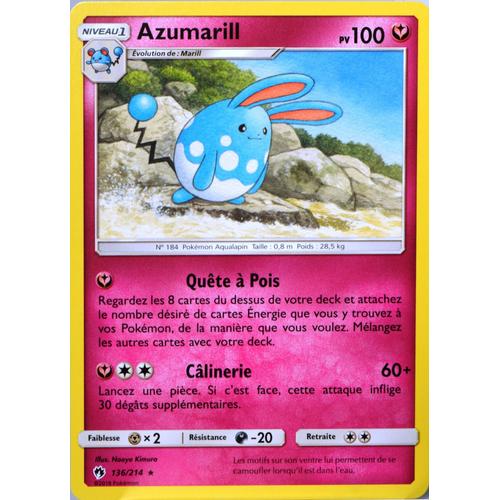 Carte Pokémon 136/214 Azumarill 100 Pv Sl8 - Soleil Et Lune - Tonnerre Perdu Neuf Fr