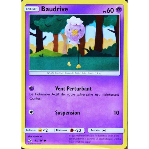 Carte Pokémon 51/156 Baudrive Sl5 - Soleil Et Lune - Ultra Prisme Neuf Fr