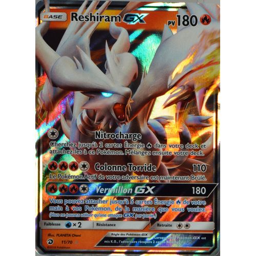 Carte Pokémon 11/70 Reshiram Gx 180 Pv Sl7.5 - Majesté Des Dragons Neuf Fr