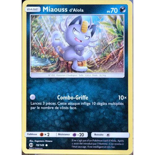 Carte Pokémon 78/149 Miaouss D'alola 70 Pv Sm1 - Soleil Et Lune Neuf Fr