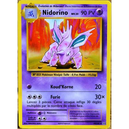 Carte Pokémon 44/108 Nidorino Niv.25 90 Pv Xy - Evolutions  Neuf Fr