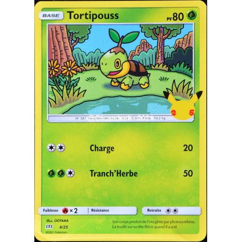 Carte Pokémon 4/25 Tortipouss 80 Pv Promo 25 Ans Neuf Fr
