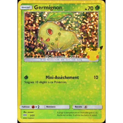 Carte Pokémon 2/25 Germignon Holo - 70 Pv Promo 25 Ans Neuf Fr