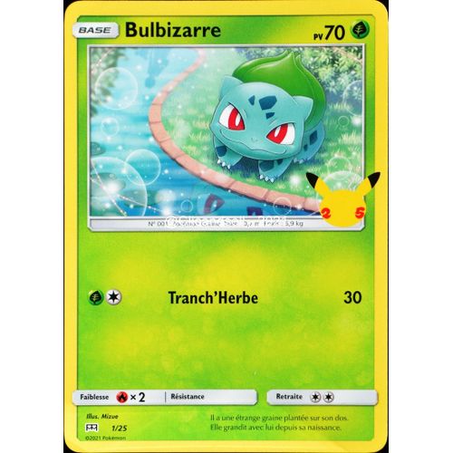 Carte Pokémon 1/25 Bulbizarre 70 Pv Promo 25 Ans Neuf Fr