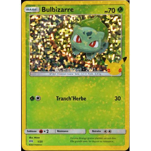 Carte Pokémon 1/25 Bulbizarre Holo - 70 Pv Promo 25 Ans Neuf Fr