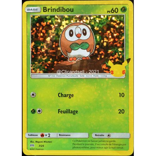 Carte Pokémon 7/25 Brindibou Holo - 60 Pv Promo 25 Ans Neuf Fr
