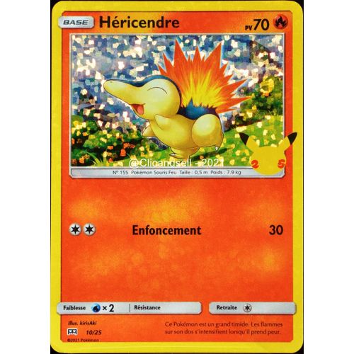 Carte Pokémon 10/25 Héricendre Holo - 70 Pv Promo 25 Ans Neuf Fr