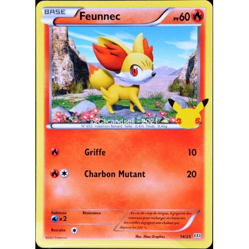 Carte Pokémon 14/25 Feunnec 60 Pv Promo 25 Ans Neuf Fr
