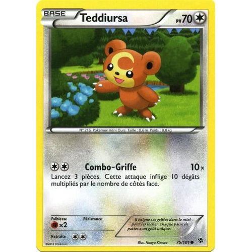 Carte Pokémon 75/101 Teddiursa 70 Pv Bw Explosion Plasma Neuf Fr