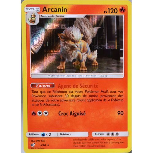 Carte Pokémon 6/18 Arcanin 120 Pv - Holo Détective Pikachu Neuf Fr