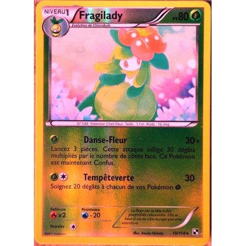 Carte Pokémon 10/114 Fragilady 80 Pv - Rare Reverse Noir & Blanc Neuf Fr