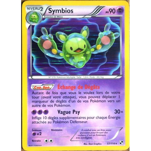 Carte Pokémon 57/114 Symbios 90 Pv - Holo Noir & Blanc Neuf Fr