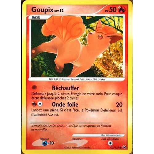 Carte Pokémon 102/127 Goupix Lv.12 50 Pv Platine Neuf Fr