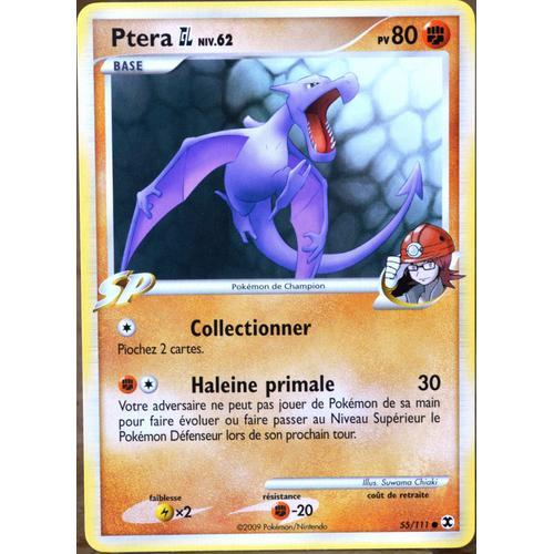 Carte Pokémon 55/111 Ptéra Gym Leader Platine Rivaux Émergents Neuf Fr