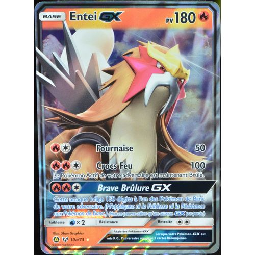 Carte Pokémon 10a/73 Entei Gx 180 Pv Promo Neuf Fr