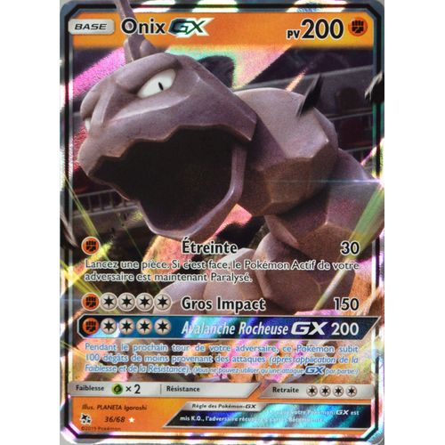 Carte Pokémon 36/68 Onix Gx 200 Pv Sl11.5 - Soleil Et Lune - Destinées Occultes Neuf Fr