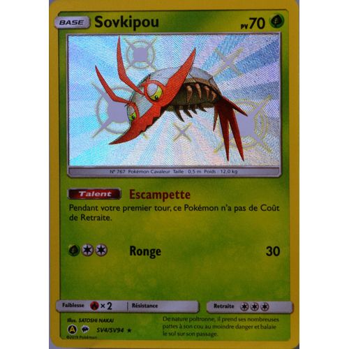 Carte Pokémon Sv4/Sv94 Sovkipou 70 Pv - Shiny Sl11.5 - Soleil Et Lune - Destinées Occultes Neuf Fr